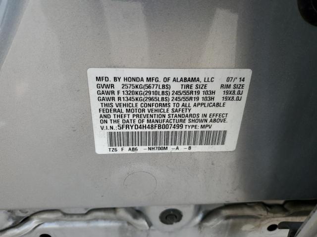 Photo 14 from auction – 2015 ACURA MDX TECHNO with VIN 5FRYD4H48FB007499