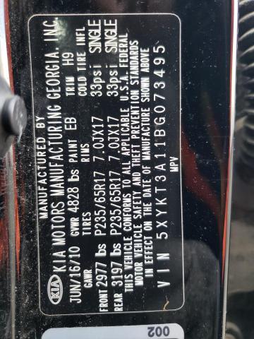 Photo 14 from auction – 2011 KIA SORENTO BA with VIN 5XYKT3A11BG073495