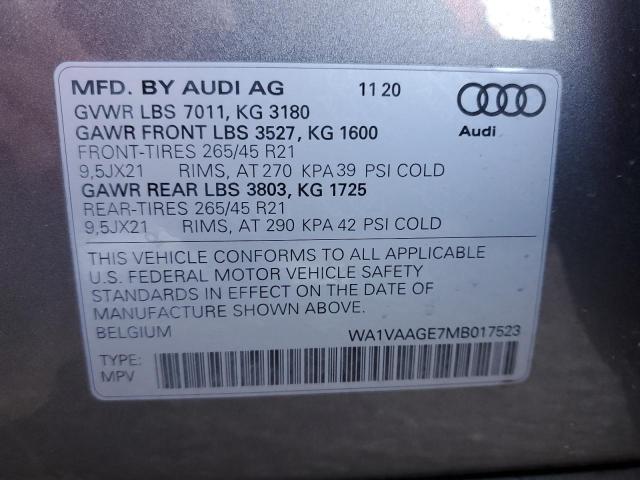 Photo 14 from auction – 2021 AUDI E-TRON PRE with VIN WA1VAAGE7MB017523