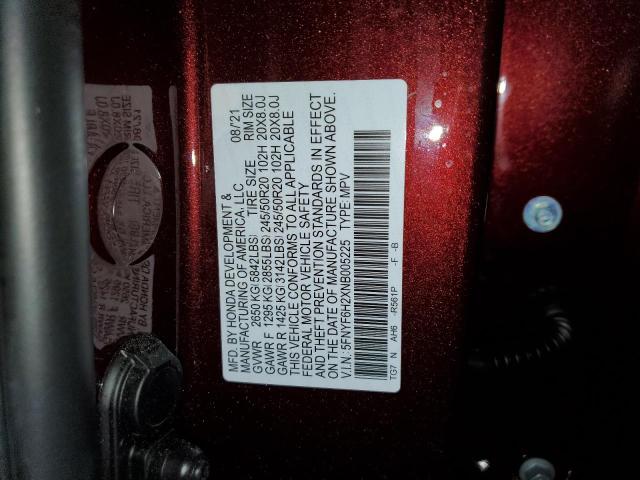 Photo 14 from auction – 2022 HONDA PILOT SE with VIN 5FNYF6H2XNB005225