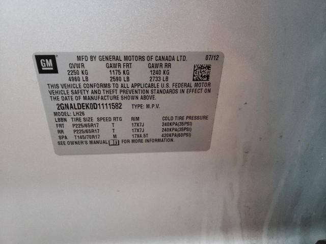 Photo 14 from auction – 2013 CHEVROLET EQUINOX LT with VIN 2GNALDEK0D1111582