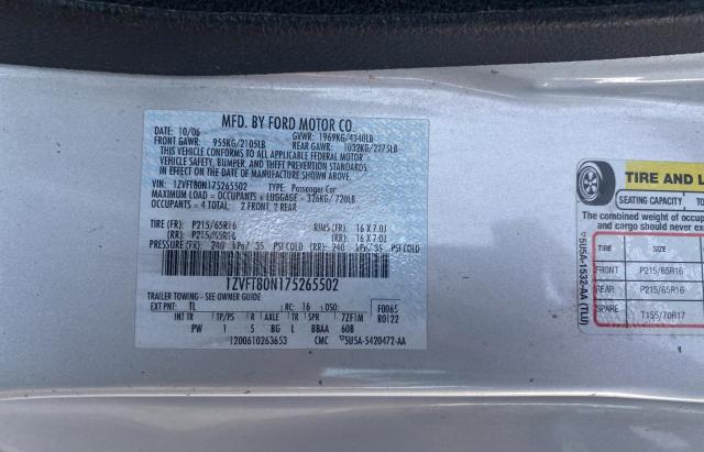 Photo 10 from auction – 2007 FORD MUSTANG with VIN 1ZVFT80N175265502
