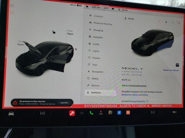 Photo 9 from auction – 2021 TESLA MODEL Y with VIN 5YJYGDEE5MF265434