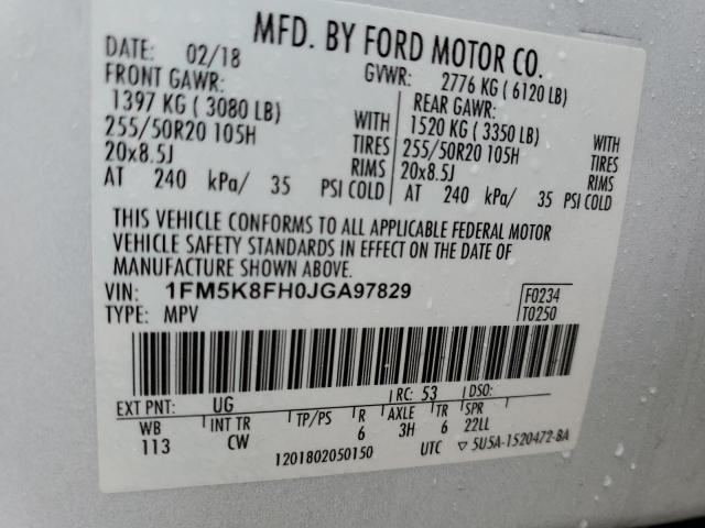Photo 14 from auction – 2018 FORD EXPLORER L with VIN 1FM5K8FH0JGA97829