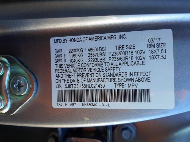 Photo 14 from auction – 2017 ACURA RDX TECHNO with VIN 5J8TB3H58HL021439