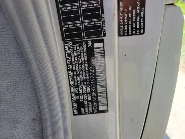 Photo 10 from auction – 2000 MERCEDES-BENZ SL 500 with VIN WDBFA68F8YF192729