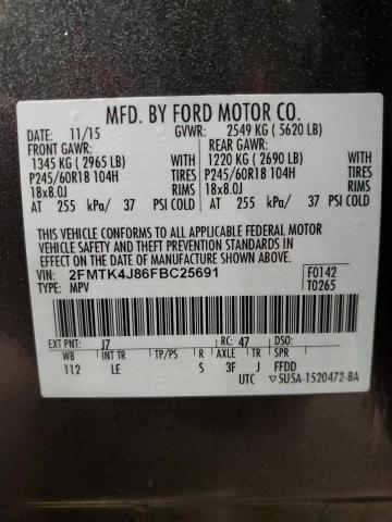 Photo 14 from auction – 2015 FORD EDGE SEL with VIN 2FMTK4J86FBC25691