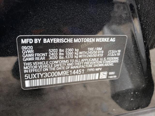 Photo 14 from auction – 2021 BMW X3 SDRIVE3 with VIN 5UXTY3C00M9E14451