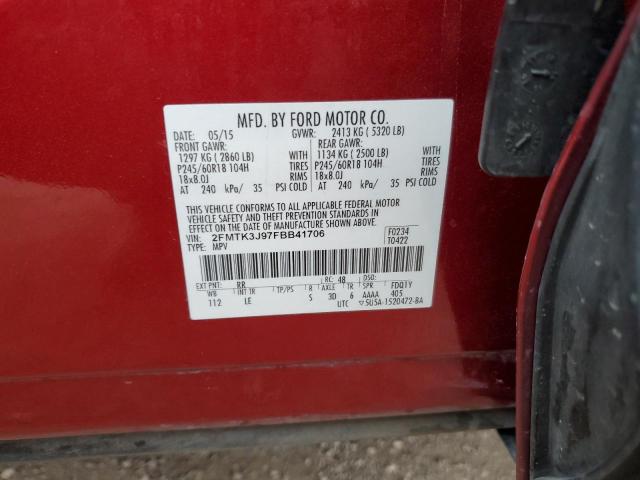 Photo 14 from auction – 2015 FORD EDGE SEL with VIN 2FMTK3J97FBB41706