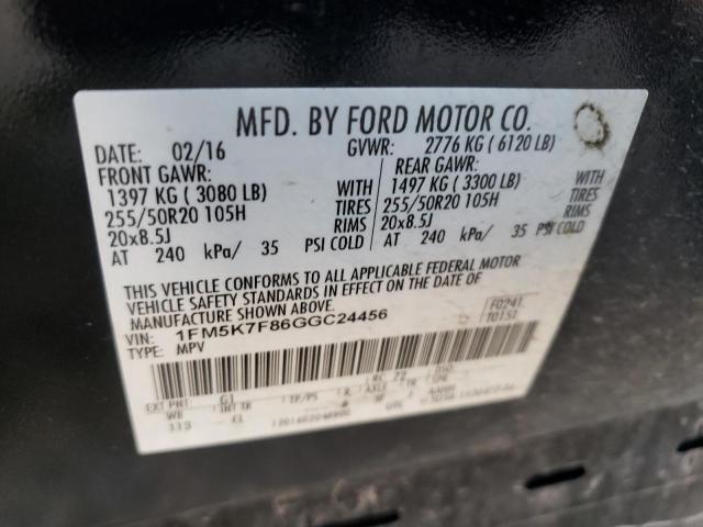 Photo 14 from auction – 2016 FORD EXPLORER L with VIN 1FM5K7F86GGC24456