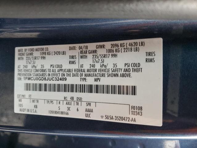Photo 14 from auction – 2018 FORD ESCAPE SE with VIN 1FMCU0GD8JUC32409