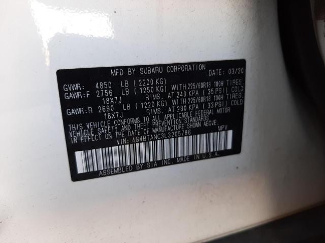 Photo 14 from auction – 2020 SUBARU OUTBACK LI with VIN 4S4BTANC3L3205786