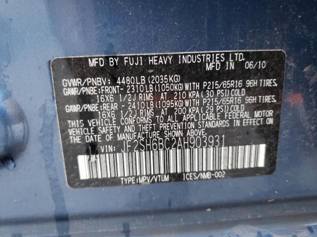 Photo 14 from auction – 2010 SUBARU FORESTER X with VIN JF2SH6BC2AH903931