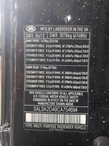 Photo 14 from auction – 2012 LAND ROVER RANGE ROVE with VIN SALSK2D49CA754694