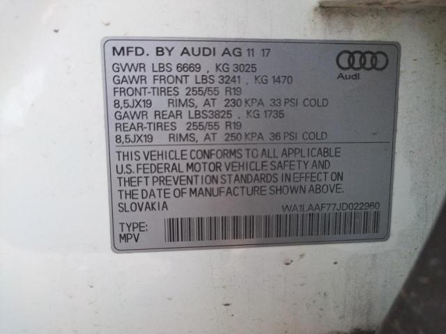 Photo 14 from auction – 2018 AUDI Q7 PREMIUM with VIN WA1LAAF77JD022960