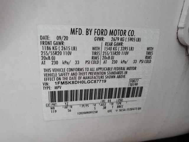 Photo 14 from auction – 2020 FORD EXPLORER X with VIN 1FMSK8DH0LGC87719