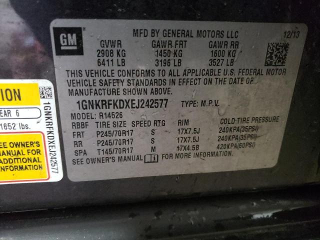 Photo 14 from auction – 2014 CHEVROLET TRAVERSE L with VIN 1GNKRFKDXEJ242577