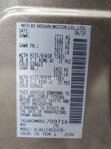 Photo 14 from auction – 2014 NISSAN PATHFINDER with VIN 5N1AR2MM8EC709716