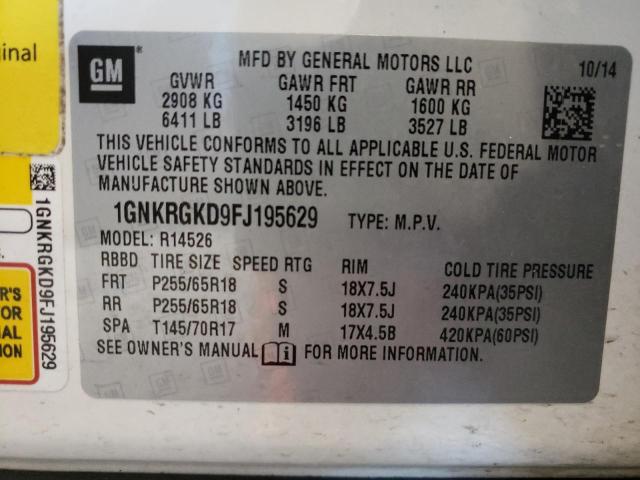 Photo 14 from auction – 2015 CHEVROLET TRAVERSE L with VIN 1GNKRGKD9FJ195629