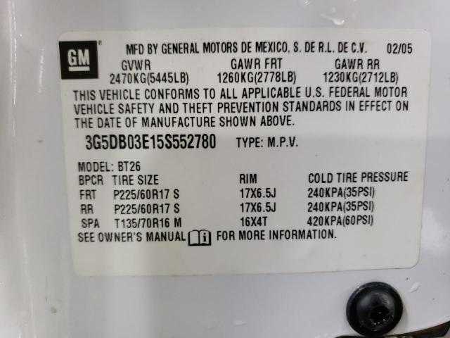 Photo 14 from auction – 2005 BUICK RENDEZVOUS with VIN 3G5DB03E15S552780