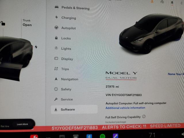 Photo 9 from auction – 2021 TESLA MODEL Y with VIN 5YJYGDEF5MF211883
