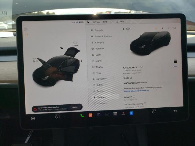 Photo 9 from auction – 2022 TESLA MODEL Y with VIN 7SAYGDEE5NF459403