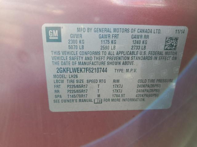 Photo 14 from auction – 2015 GMC TERRAIN SL with VIN 2GKFLWEK7F6210744