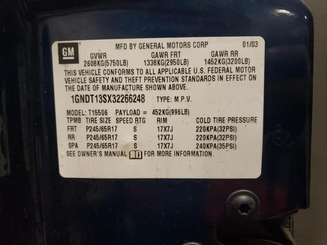 Photo 14 from auction – 2003 CHEVROLET TRAILBLAZE with VIN 1GNDT13SX32266248