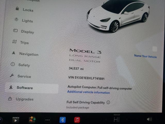 Photo 9 from auction – 2020 TESLA MODEL 3 with VIN 5YJ3E1EBXLF741891
