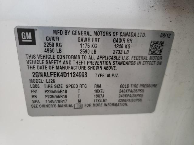 Photo 14 from auction – 2013 CHEVROLET EQUINOX LT with VIN 2GNALFEK4D1124993