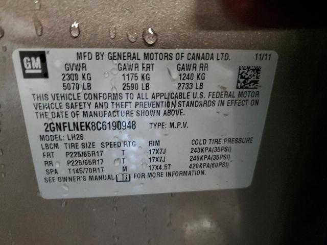 Photo 14 from auction – 2012 CHEVROLET EQUINOX LT with VIN 2GNFLNEK8C6190948