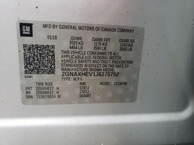 Photo 14 from auction – 2018 CHEVROLET EQUINOX LS with VIN 2GNAXHEV1J6275752