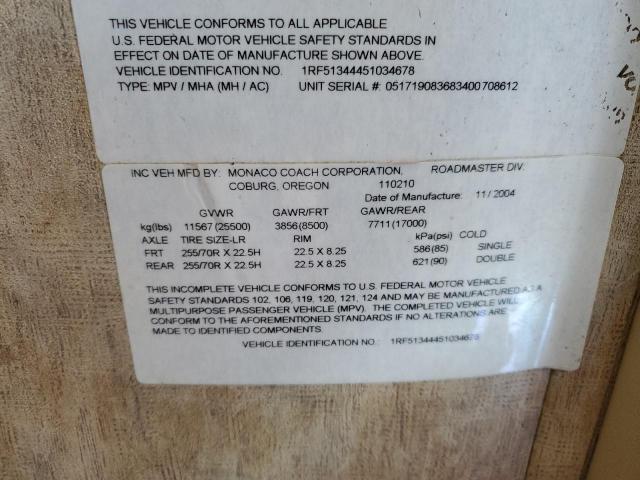 Photo 10 from auction – 2005 HOLR MOTORHOME with VIN 1RF51344451034678