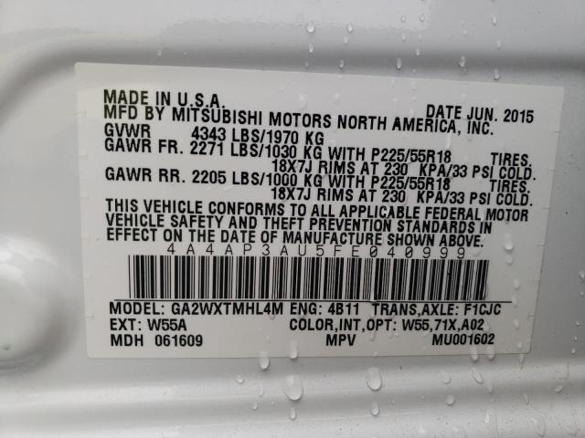 Photo 14 from auction – 2015 MITSUBISHI OUTLANDER with VIN 4A4AP3AU5FE040999