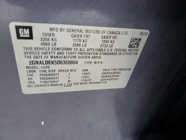 Photo 10 from auction – 2013 CHEVROLET EQUINOX LT with VIN 2GNALDEK5D6360804