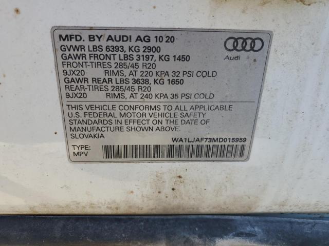 Photo 14 from auction – 2021 AUDI Q7 PREMIUM with VIN WA1LJAF73MD015959