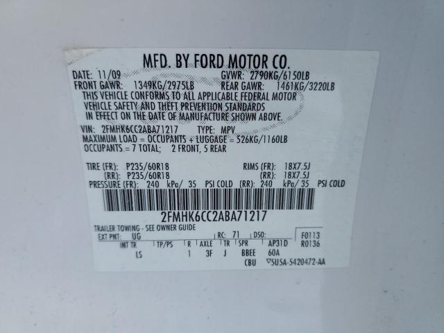 Photo 14 from auction – 2010 FORD FLEX SEL with VIN 2FMHK6CC2ABA71217