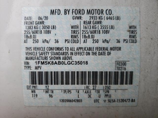 Photo 14 from auction – 2020 FORD EXPLORER P with VIN 1FM5K8AB0LGC35018