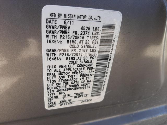 Photo 14 from auction – 2011 NISSAN ROGUE with VIN JN8AS5MV3BW309869
