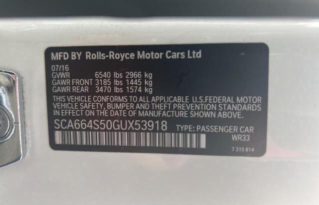 Photo 10 from auction – 2016 ROLLS-ROYCE GHOST with VIN SCA664S50GUX53918
