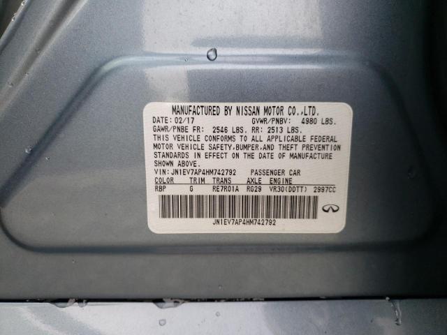 Photo 9 from auction – 2017 INFINITI Q50 PREMIU with VIN JN1EV7AP4HM742792