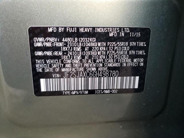 Photo 14 from auction – 2016 SUBARU FORESTER 2 with VIN JF2SJAXC6GH498780