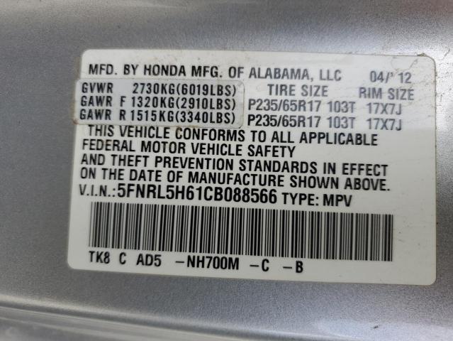 Photo 14 from auction – 2012 HONDA ODYSSEY EX with VIN 5FNRL5H61CB088566