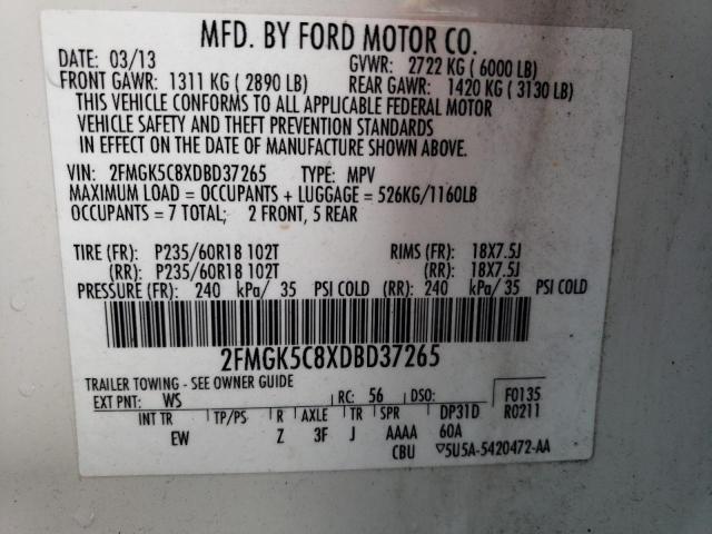 Photo 14 from auction – 2013 FORD FLEX SEL with VIN 2FMGK5C8XDBD37265
