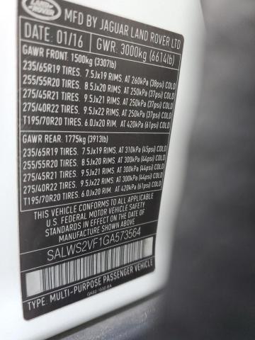 Photo 14 from auction – 2016 LAND ROVER RANGE ROVE with VIN SALWS2VF1GA573564