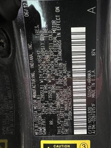 Photo 10 from auction – 2012 TOYOTA HIGHLANDER with VIN 5TDBK3EH4CS158345