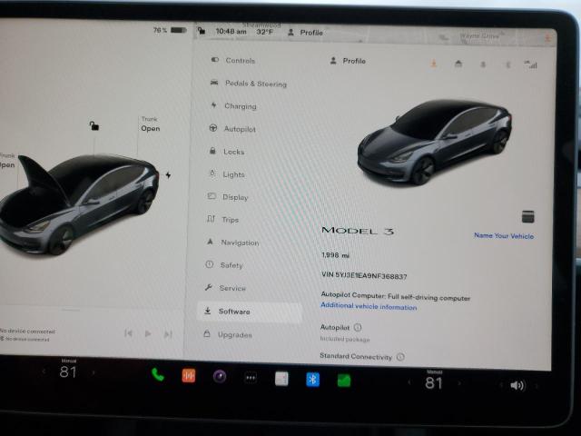 Photo 9 from auction – 2022 TESLA MODEL 3 with VIN 5YJ3E1EA9NF368837
