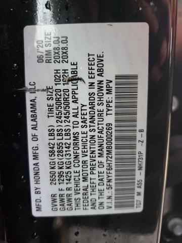 Photo 14 from auction – 2021 HONDA PILOT BLAC with VIN 5FNYF6H72MB000269