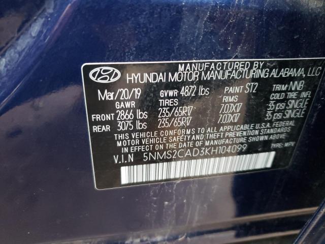 Photo 14 from auction – 2019 HYUNDAI SANTA FE S with VIN 5NMS2CAD3KH104099