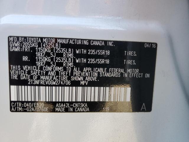 Photo 14 from auction – 2016 TOYOTA RAV4 SE with VIN 2T3NFREV0GW274706